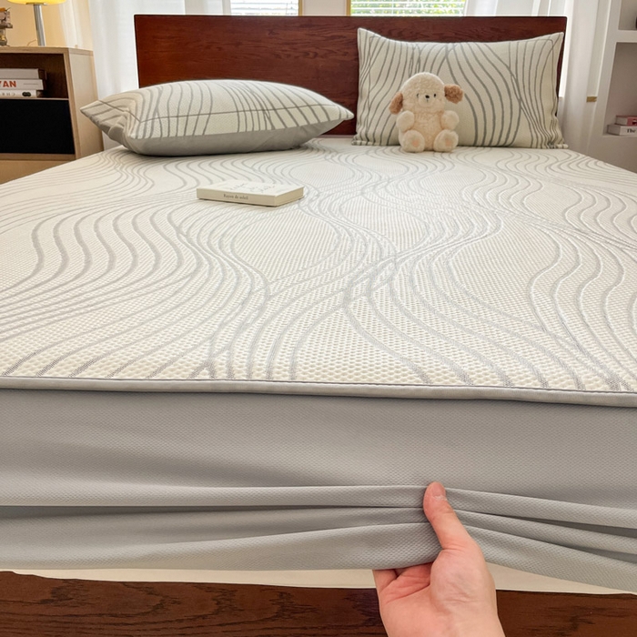 91家纺网 家纺一手货源 找家纺 （总）雅居纺家纺 2025新款A类加厚三明治底简约提花凉感席系列-床笠款