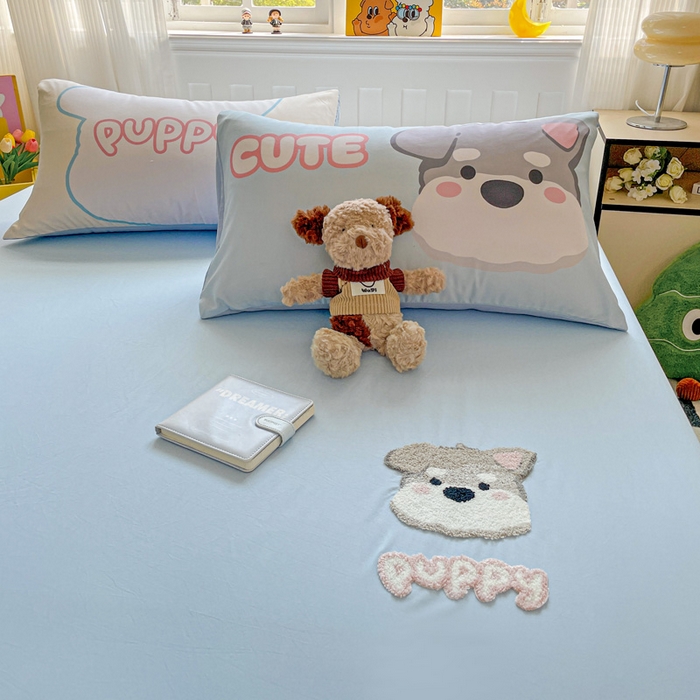 91家纺网 家纺一手货源 找家纺 海岛哥哥 2025春夏新款大版枕套毛巾绣床笠 大版枕套 小狗