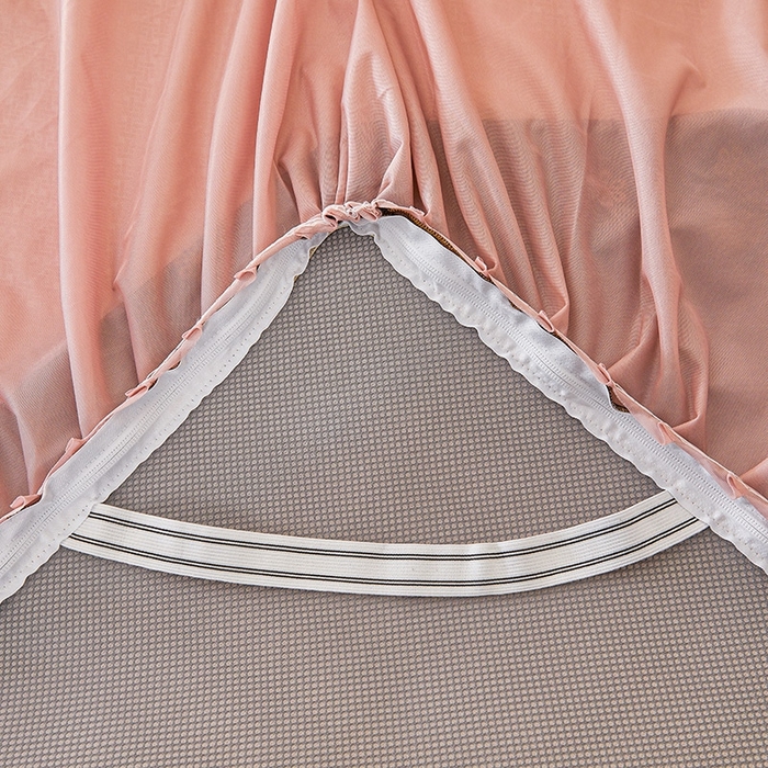 91家纺网 家纺一手货源 找家纺 情恒家纺   2025新款提花PE海洋丝可脱卸床裙席三件套 阡陌 淡粉