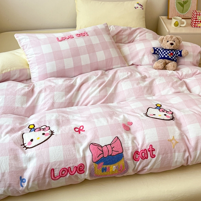 91家纺网 家纺一手货源 找家纺 （总）雨帆  2025新款卡通水洗棉毛巾绣四件套