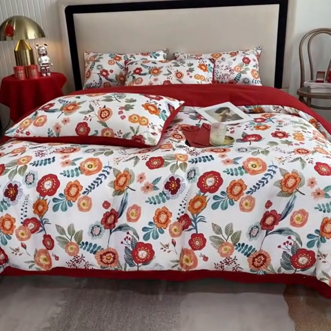 91家纺网 家纺一手货源 找家纺 （总）用心 2022新款数码印花婚庆四件套