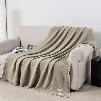 91家纺网 家纺一手货源 找家纺 （总）皇寝世家家居 2025新款A类全棉针织四层纱苏流毯子沙发盖毯 午睡复古毛毯