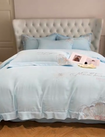 91家纺网 家纺一手货源 找家纺 新方向 2025新款天丝刺绣四件套-时光 时光-以太兰