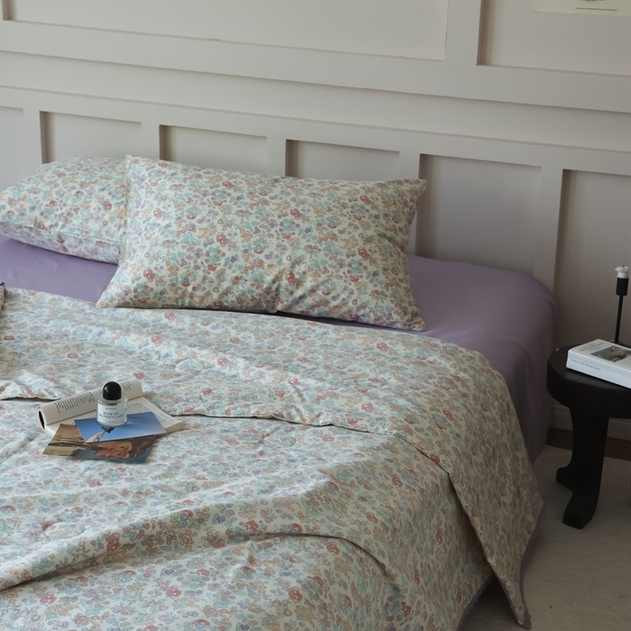 91家纺网 家纺一手货源 找家纺 棉眠 2025新款纯棉花边夏被套件 美琪