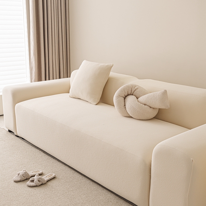 91家纺网 家纺一手货源 找家纺 沐沐家纺  2026新款素鸢沙发套 米白 四人(235-300cm)