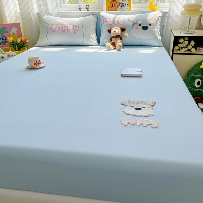 91家纺网 家纺一手货源 找家纺 海岛哥哥 2025春夏新款大版枕套毛巾绣床笠 大版枕套 小狗