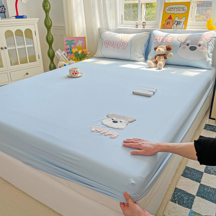 91家纺网 家纺一手货源 找家纺 海岛哥哥 2025春夏新款大版枕套毛巾绣床笠 大版枕套 小狗