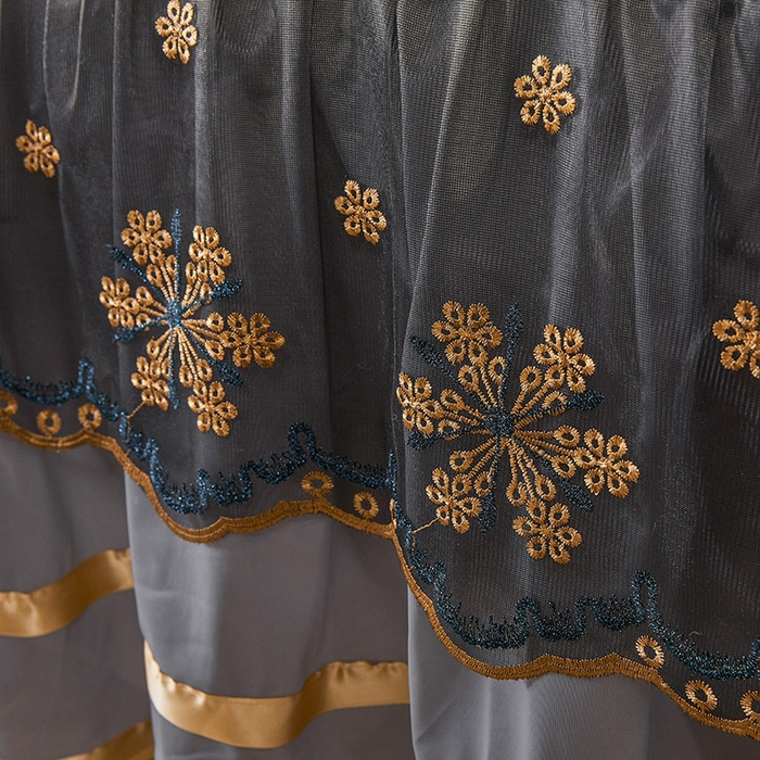 91家纺网 家纺一手货源 找家纺 情恒家纺   2025新款提花PE海洋丝可脱卸床裙席三件套 生如夏花 星灰