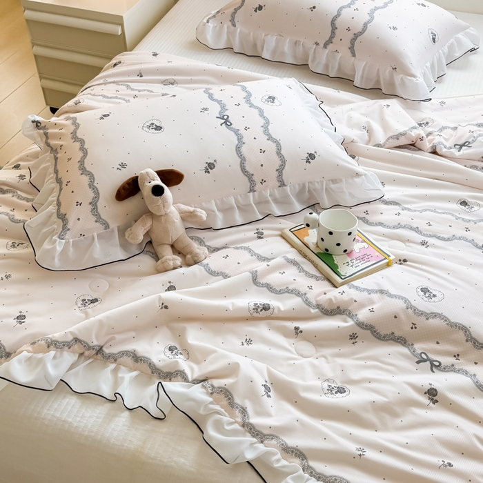 91家纺网 家纺一手货源 找家纺 九花鹿 2025新款凉感提花夏被 韩式小花