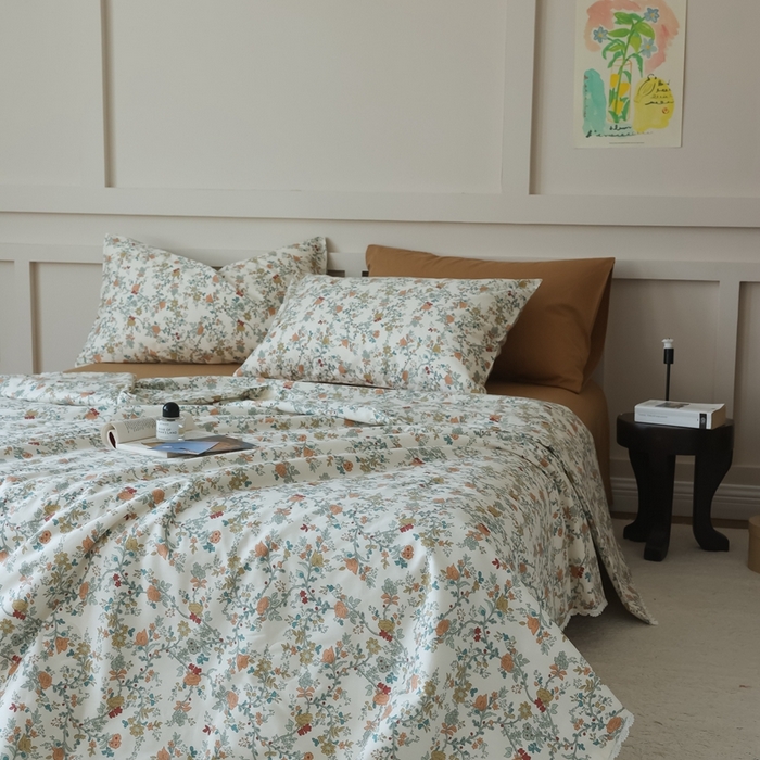 91家纺网 家纺一手货源 找家纺 棉眠 2025新款纯棉花边夏被套件 秋茗