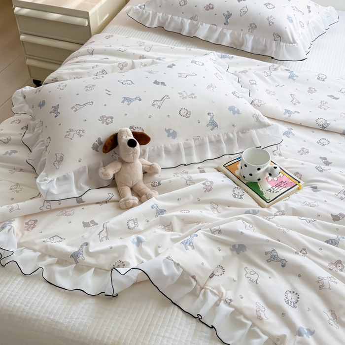 91家纺网 家纺一手货源 找家纺 九花鹿 2025新款凉感提花夏被 动物乐园