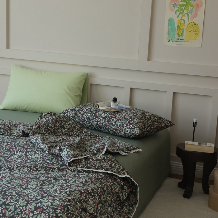 91家纺网 家纺一手货源 找家纺 棉眠 2025新款纯棉花边夏被套件 小红莓