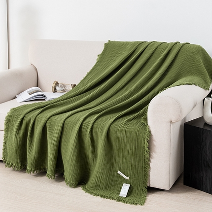 91家纺网 家纺一手货源 找家纺 （总）皇寝世家家居 2025新款A类全棉针织四层纱苏流毯子沙发盖毯 午睡复古毛毯