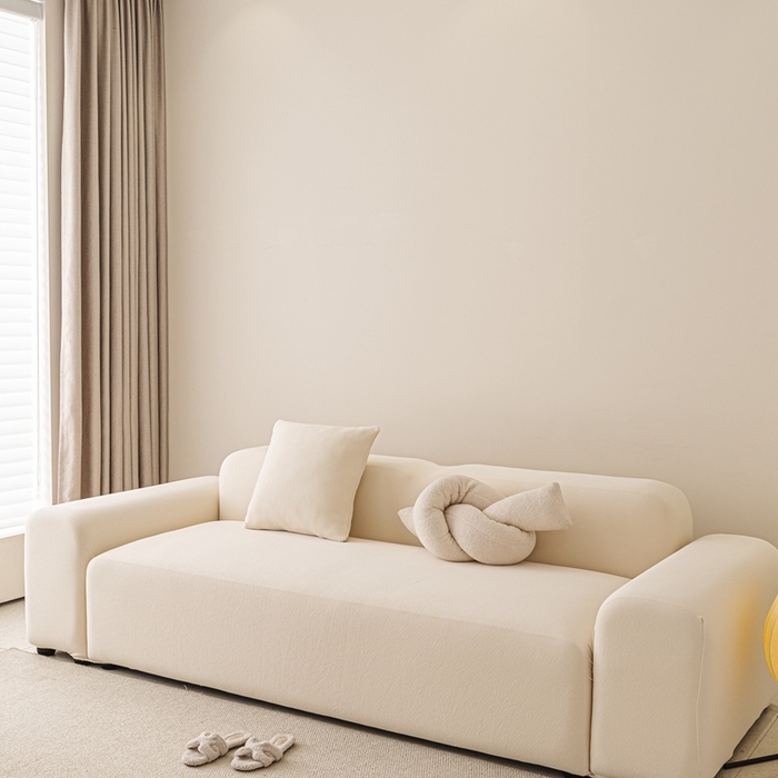 91家纺网 家纺一手货源 找家纺 沐沐家纺  2026新款素鸢沙发套 米白 抱枕套