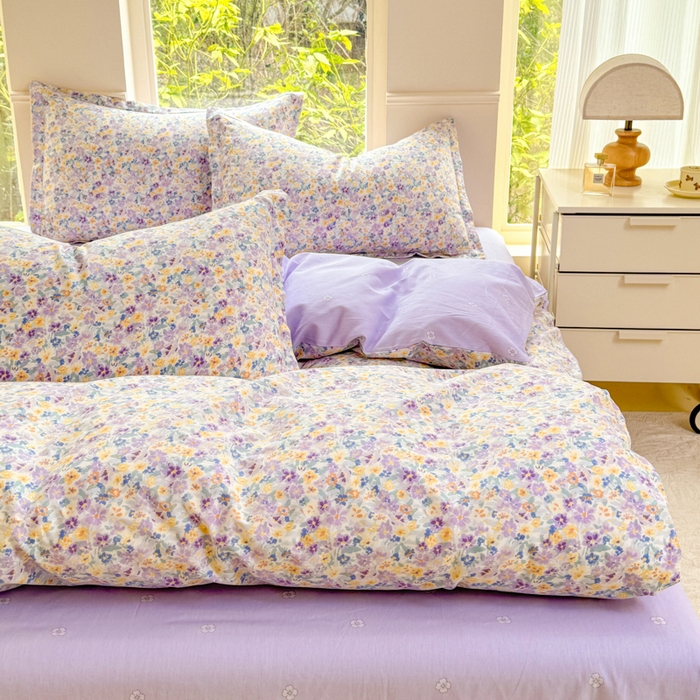 91家纺网 家纺一手货源 找家纺 佑金甜 2025新款100%全棉印花四件套纯棉印花单被套三件套（尺寸已预留）（礼盒塑封包装）（买家秀加V)梵花