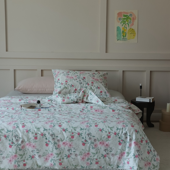 91家纺网 家纺一手货源 找家纺 棉眠 2025新款纯棉花边夏被套件 漫步花庭