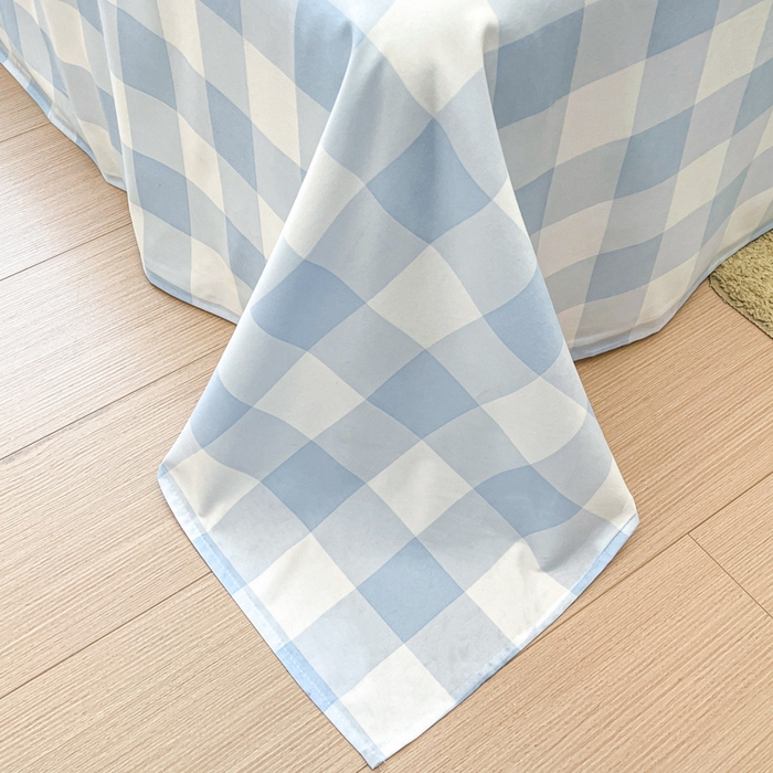 91家纺网 家纺一手货源 找家纺 雨帆  2025新款卡通水洗棉毛巾绣四件套 粉+蓝大格