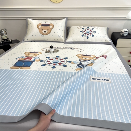 倾慕  2025新款数码大版时尚卡通风冰藤席 英伦小熊