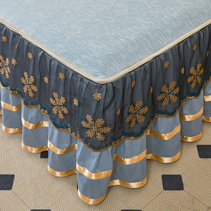 91家纺网 家纺一手货源 找家纺 （总）情恒家纺   2025新款提花PE海洋丝可脱卸床裙席三件套