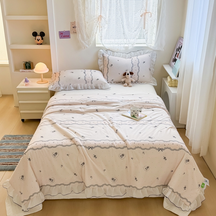 91家纺网 家纺一手货源 找家纺 九花鹿 2025新款凉感提花夏被 韩式小花