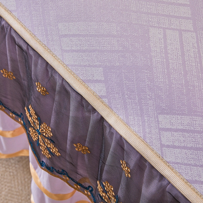 91家纺网 家纺一手货源 找家纺 情恒家纺   2025新款提花PE海洋丝可脱卸床裙席三件套 城市剪影 魅紫