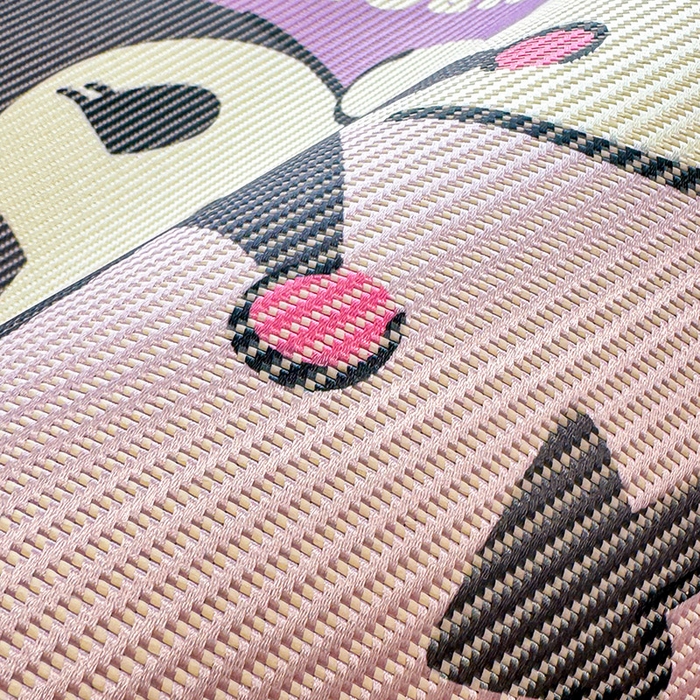 91家纺网 家纺一手货源 找家纺 蓝邻 2025春夏新款正版三丽鸥600D冰藤大版数码印花凉席-场景一 糖果库洛米