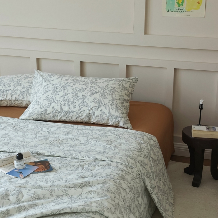 91家纺网 家纺一手货源 找家纺 棉眠 2025新款纯棉花边夏被套件 秋日风铃