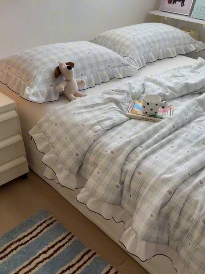 91家纺网 家纺一手货源 找家纺 九花鹿 2025新款凉感提花夏被 格子铺