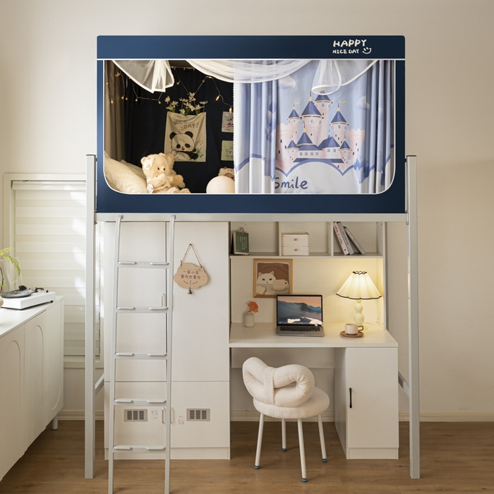 91家纺网 家纺一手货源 找家纺 觅妮家纺 2025新款99%强遮光涂银涂层大版数码印花宿舍学生床帘蚊帐 梦幻城堡