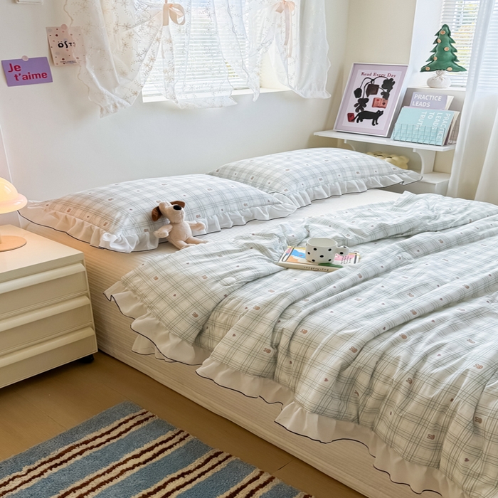 91家纺网 家纺一手货源 找家纺 九花鹿 2025新款凉感提花夏被 格子铺