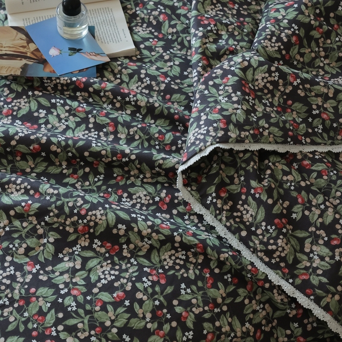 91家纺网 家纺一手货源 找家纺 棉眠 2025新款纯棉花边夏被套件 小红莓