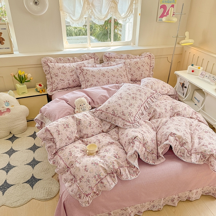 91家纺网 家纺一手货源 找家纺 （总）缦彩家纺  2025新款韩版全棉公主风床单四件套