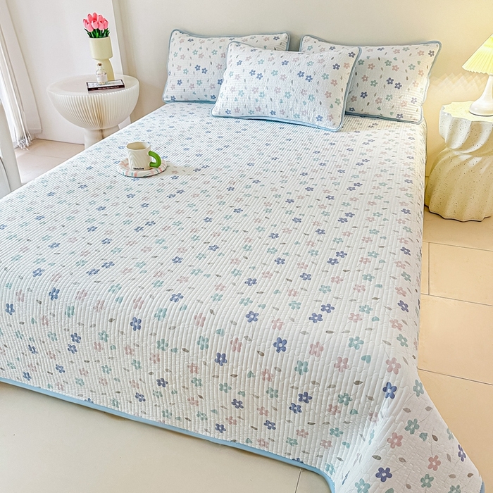 91家纺网 家纺一手货源 找家纺 （总）橘夏家纺2025爆款棉感珍珠绸印花床盖三件套