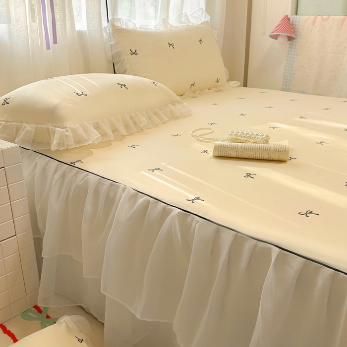 91家纺网 家纺一手货源 找家纺 （总）老K (原美阁）2025年新款双层雪纺床裙款冰丝空调软席三件套