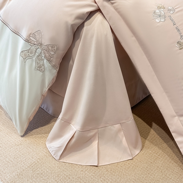 91家纺网 家纺一手货源 找家纺 梧桐家居 2025新款亲肤棉绣花四件套-米勒 米勒-浅粉