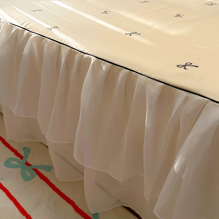 91家纺网 家纺一手货源 找家纺 （总）老K (原美阁）2025年新款双层雪纺床裙款冰丝空调软席三件套