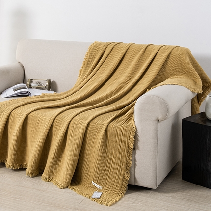 91家纺网 家纺一手货源 找家纺 （总）皇寝世家家居 2025新款A类全棉针织四层纱苏流毯子沙发盖毯 午睡复古毛毯