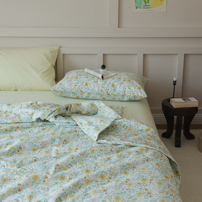 91家纺网 家纺一手货源 找家纺 棉眠 2025新款纯棉花边夏被套件 花间牧歌