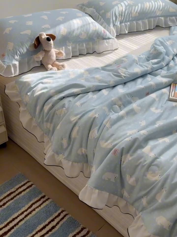 91家纺网 家纺一手货源 找家纺 九花鹿 2025新款凉感提花夏被 北极熊