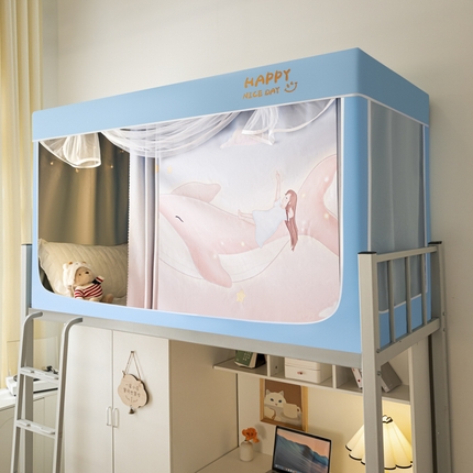 91家纺网 家纺一手货源 找家纺 （总）觅妮家纺 2025新款99%强遮光涂银涂层大版数码印花宿舍学生床帘蚊帐