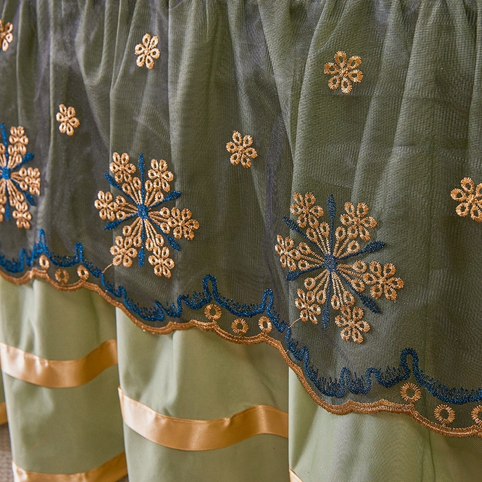 91家纺网 家纺一手货源 找家纺 情恒家纺   2025新款提花PE海洋丝可脱卸床裙席三件套 生如夏花 清新蓝