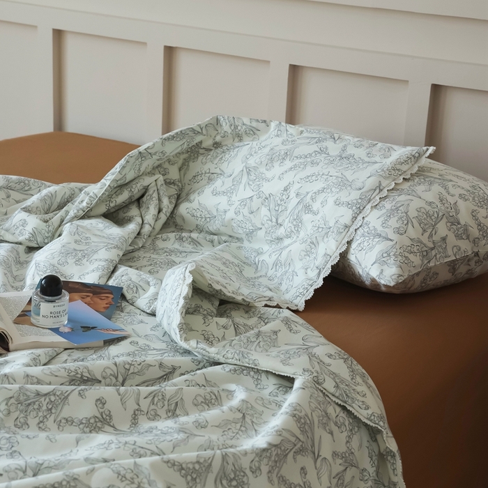 91家纺网 家纺一手货源 找家纺 棉眠 2025新款纯棉花边夏被套件 秋日风铃