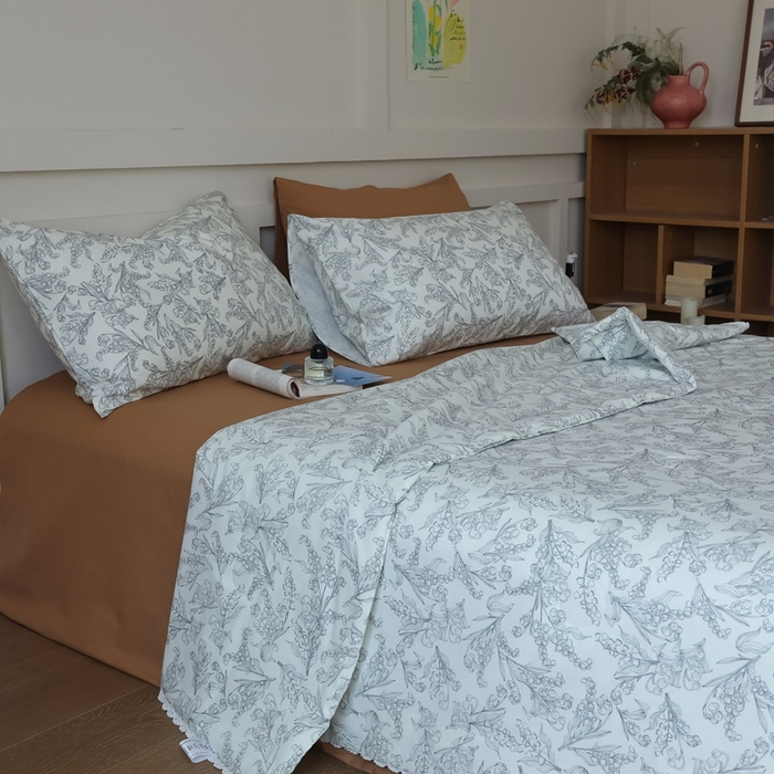 91家纺网 家纺一手货源 找家纺 棉眠 2025新款纯棉花边夏被套件 秋日风铃