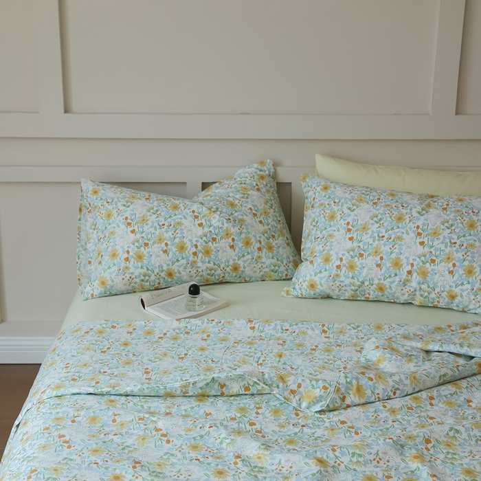 91家纺网 家纺一手货源 找家纺 棉眠 2025新款纯棉花边夏被套件 花间牧歌