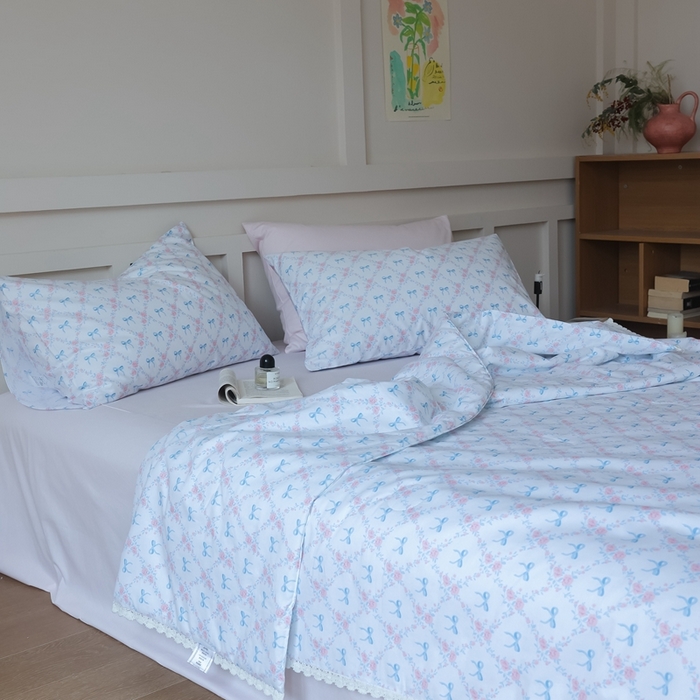 91家纺网 家纺一手货源 找家纺 棉眠 2025新款纯棉花边夏被套件 巴黎周末