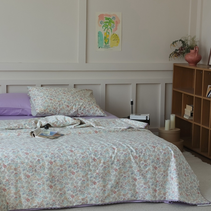 91家纺网 家纺一手货源 找家纺 棉眠 2025新款纯棉花边夏被套件 美琪