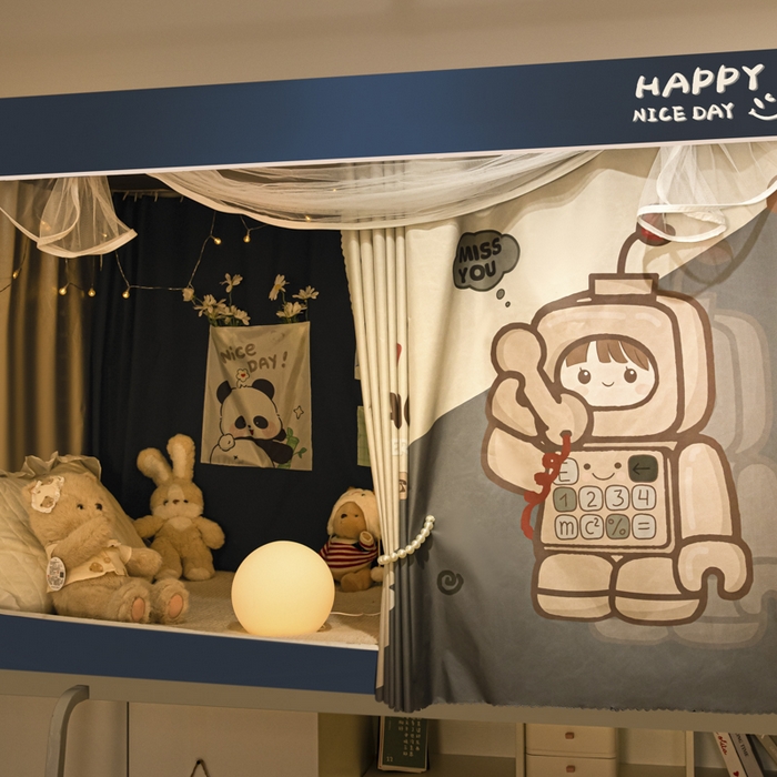 91家纺网 家纺一手货源 找家纺 觅妮家纺 2025新款99%强遮光涂银涂层大版数码印花宿舍学生床帘蚊帐 呼叫转移