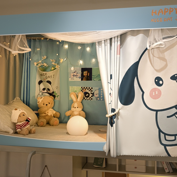 91家纺网 家纺一手货源 找家纺 （总）觅妮家纺 2025新款99%强遮光涂银涂层大版数码印花宿舍学生床帘蚊帐