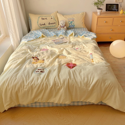 91家纺网 家纺一手货源 找家纺 桃喜 2025新款水洗棉毛巾绣单夏被被子被芯夏被套件（非全棉）系列1 美梦俱乐部