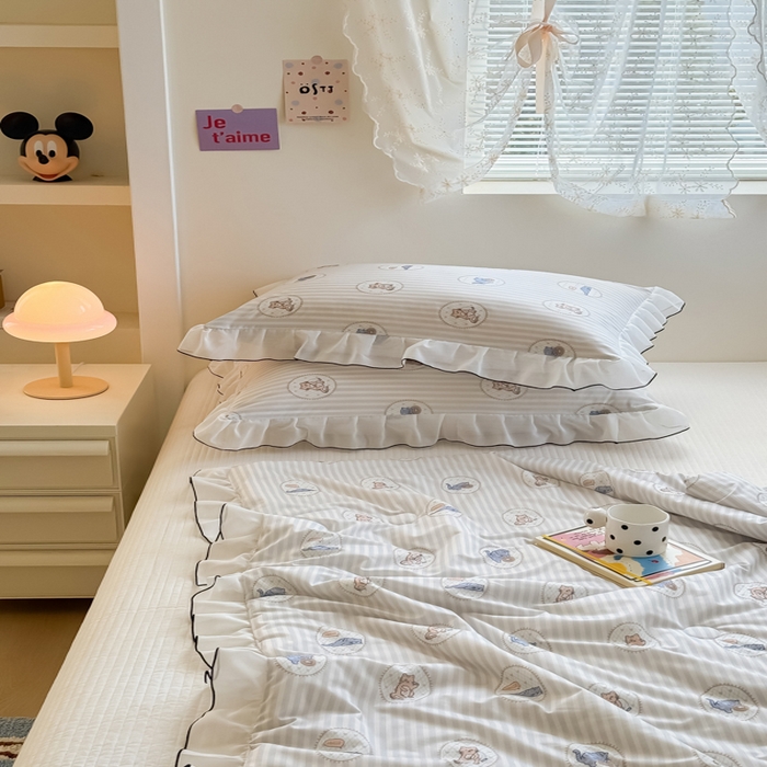 91家纺网 家纺一手货源 找家纺 九花鹿 2025新款凉感提花夏被 线条猫咪